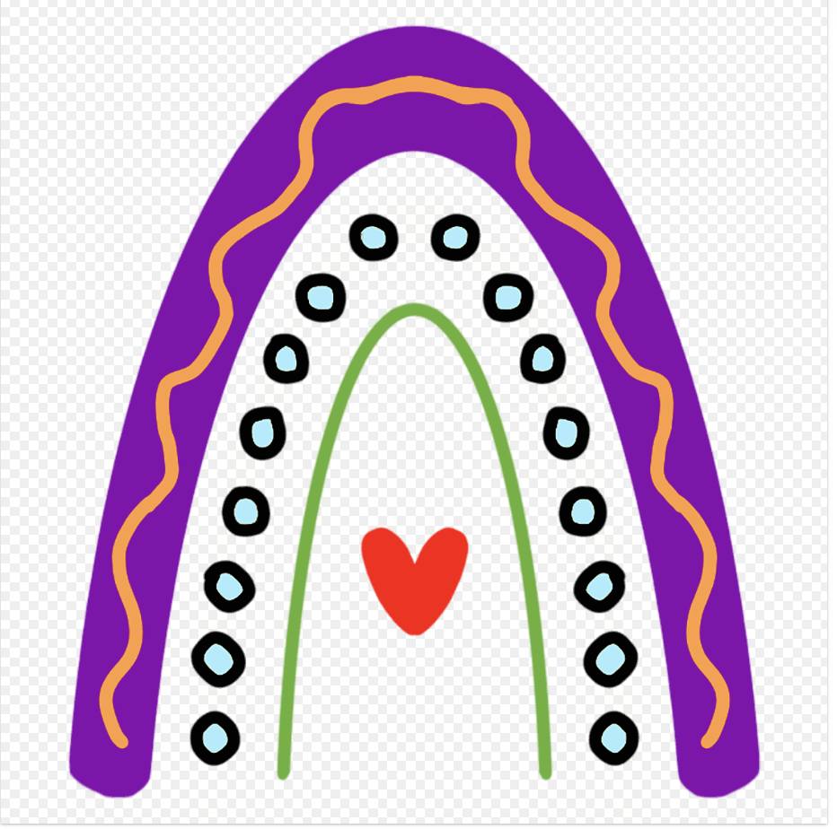Purple, Green, Blue Rainbow With Heart Clip Art Design Element