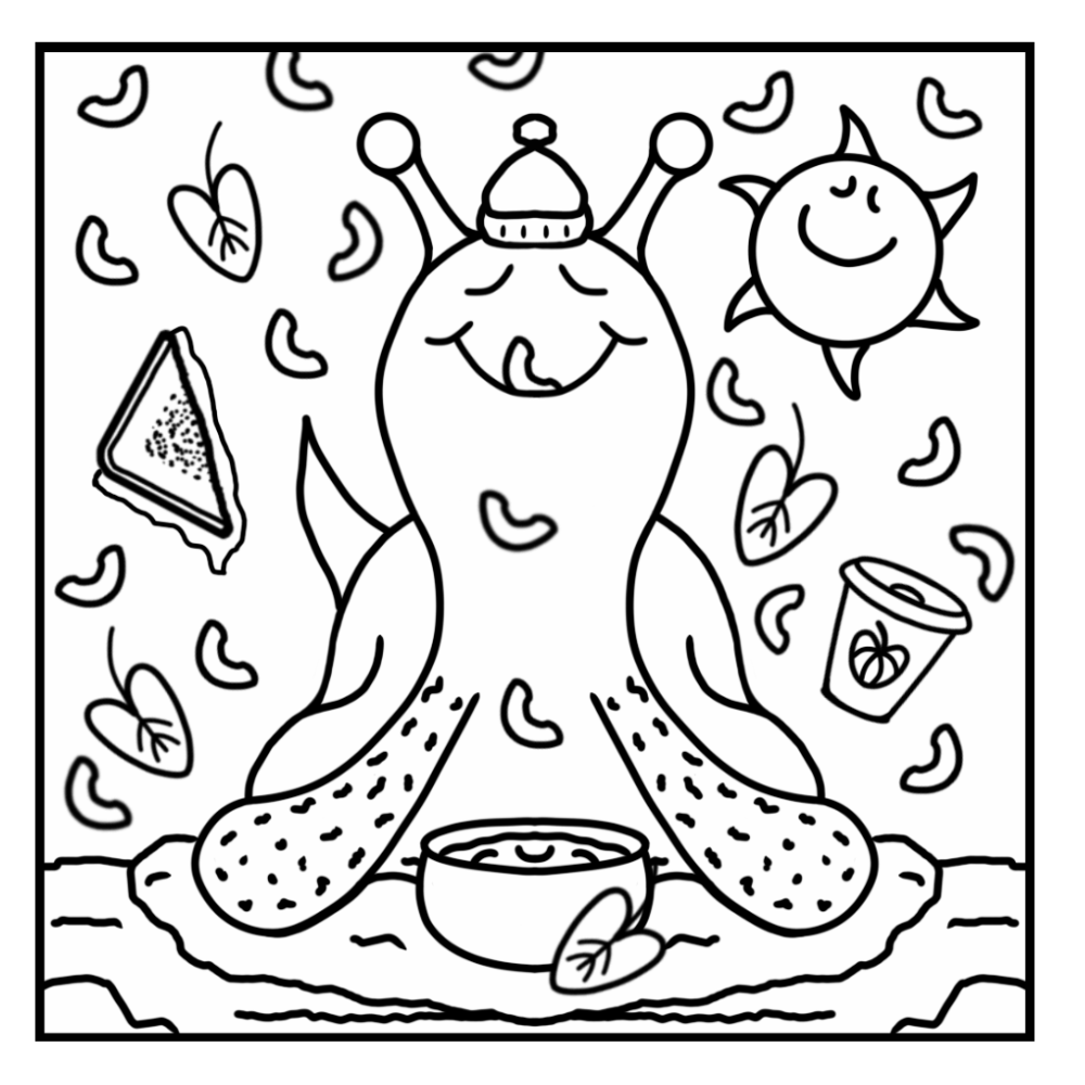Happy Fall Comfort Food Mac N Cheese Coloring Page