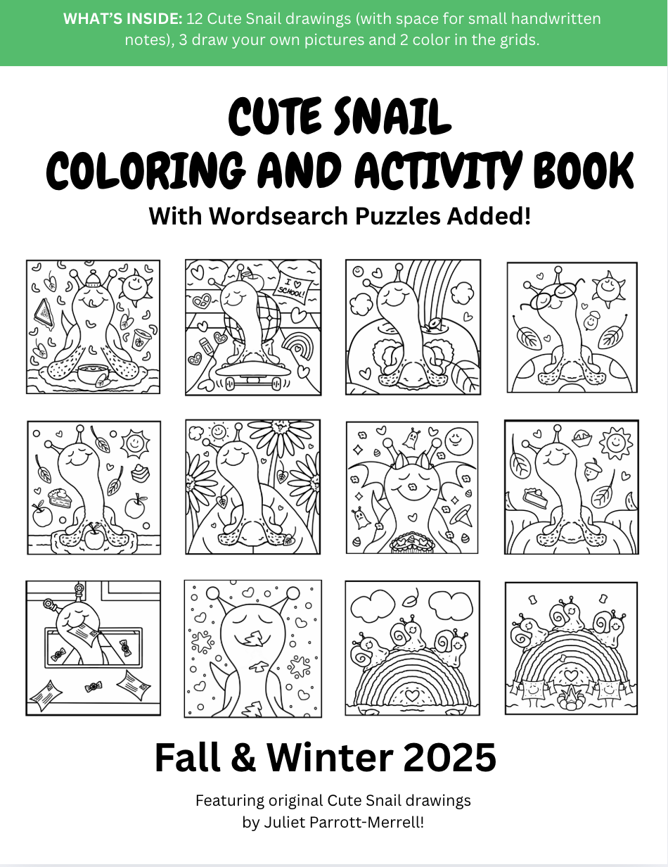 FREE Cute Snail Coloring And Activity Book (Word Searches Added)