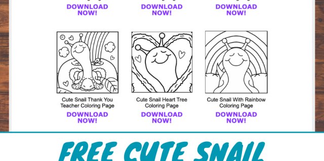 BLOG POST COVER: Free Cute Snail Everyday Coloring Pages