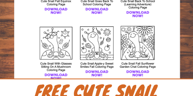BLOG POST COVER: Free Cute Snail Fall Coloring Pages