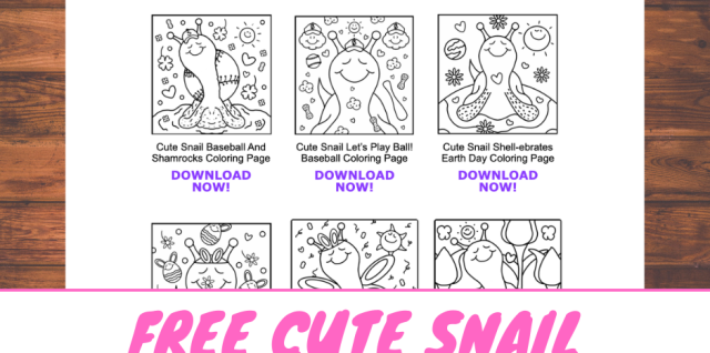 BLOG POST COVER: Free Cute Snail Spring Coloring Pages