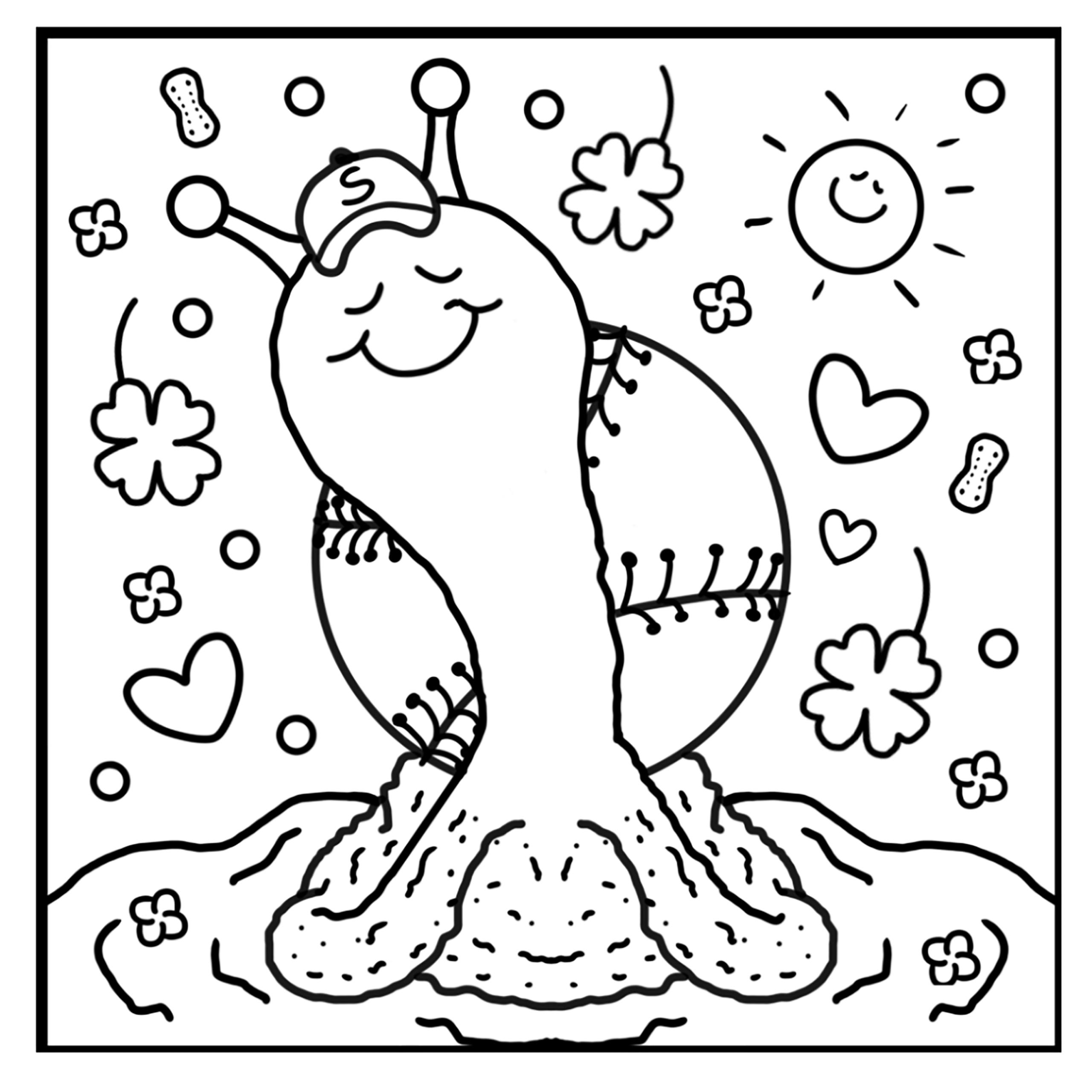 Cute Snail Baseball And Shamrocks Coloring Page