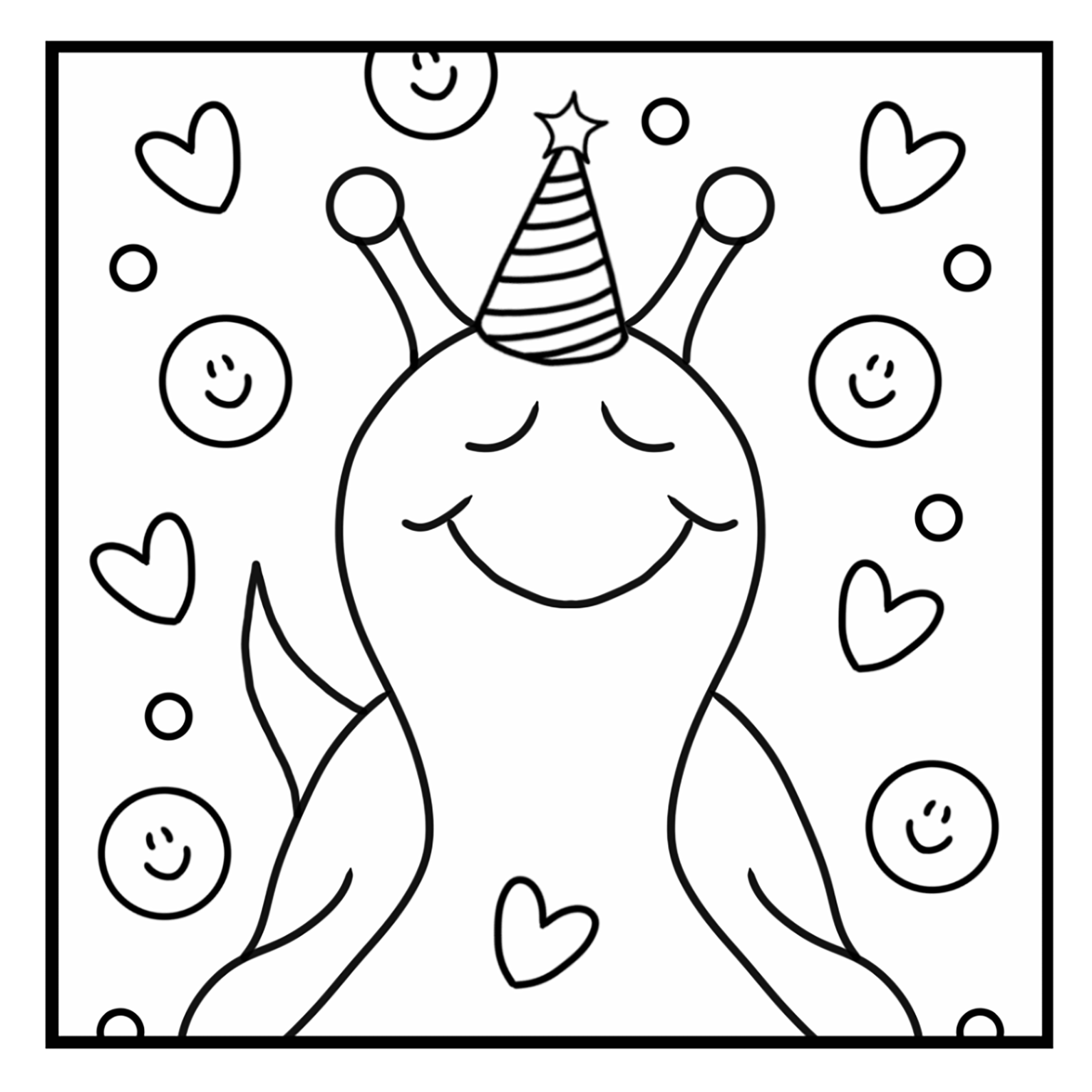 Cute Snail Happy Birthday Coloring Page