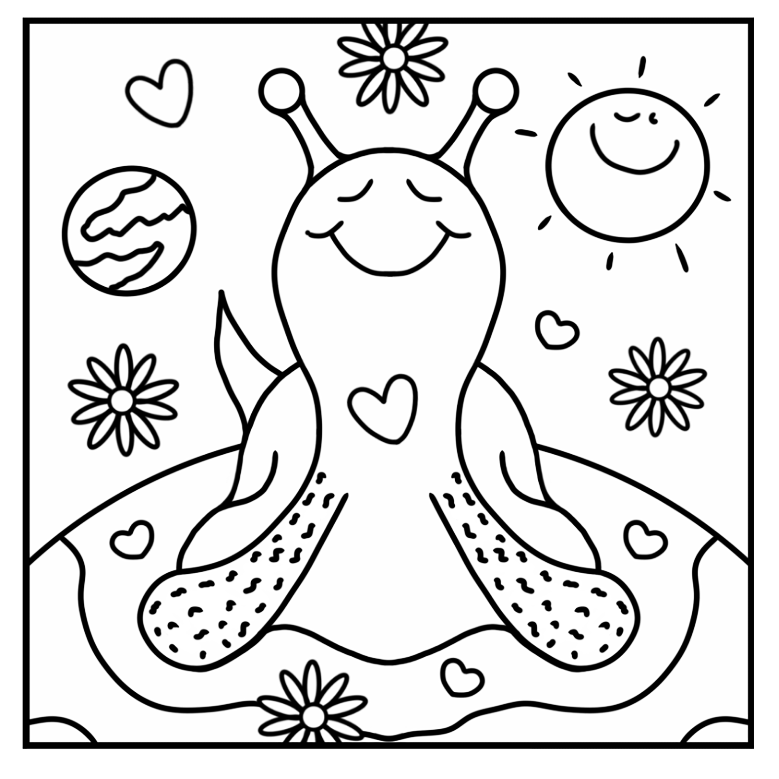 Cute Snail Shell-ebrates Earth Day Coloring Page