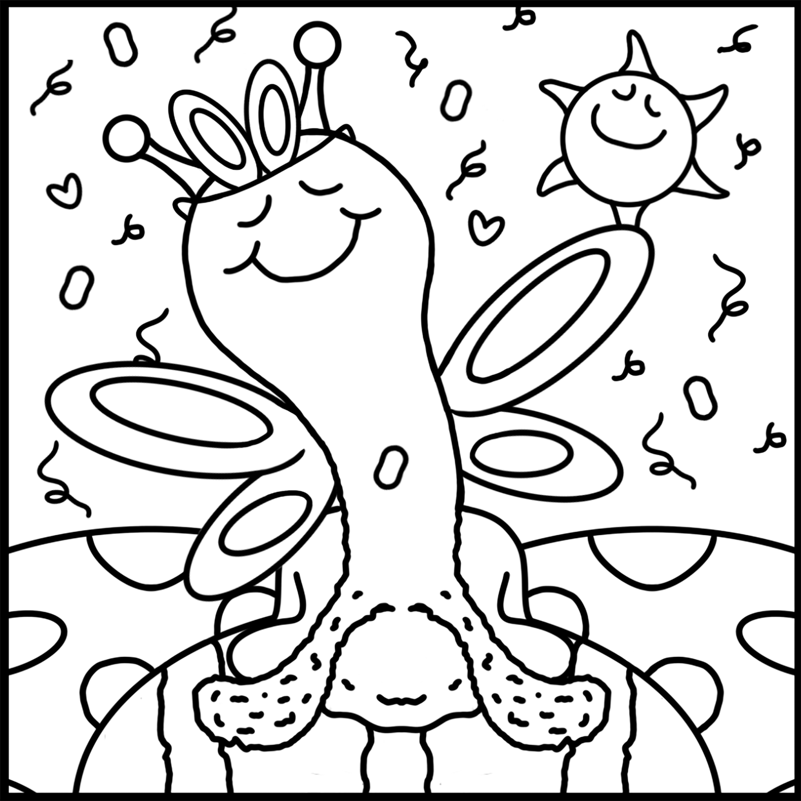 Cute Snail Bunny-Fly Easter Coloring Page