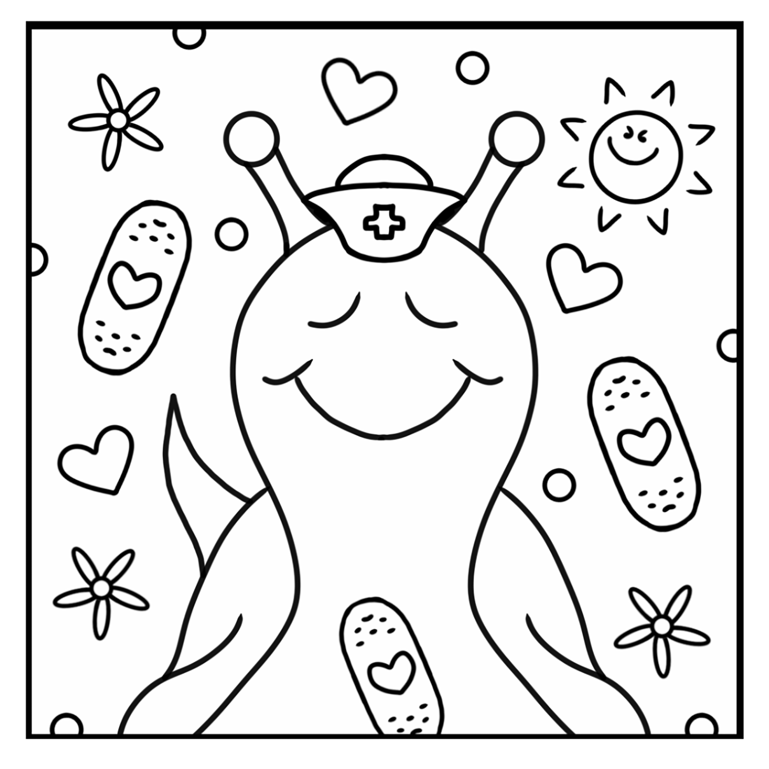 Cute Snail Get Well Soon Coloring Page
