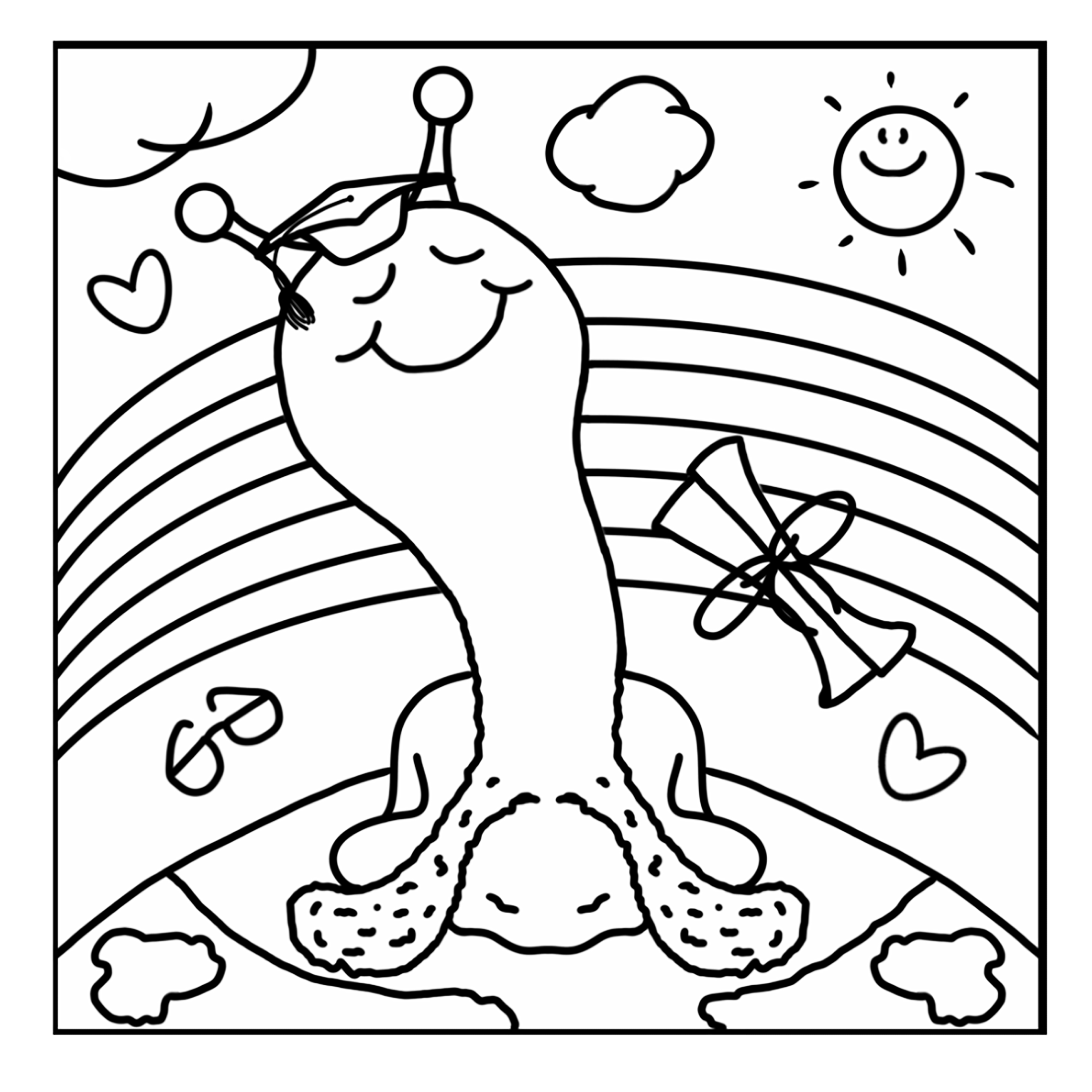 Cute Snail “Top Of The World” Graduation Day Coloring Page