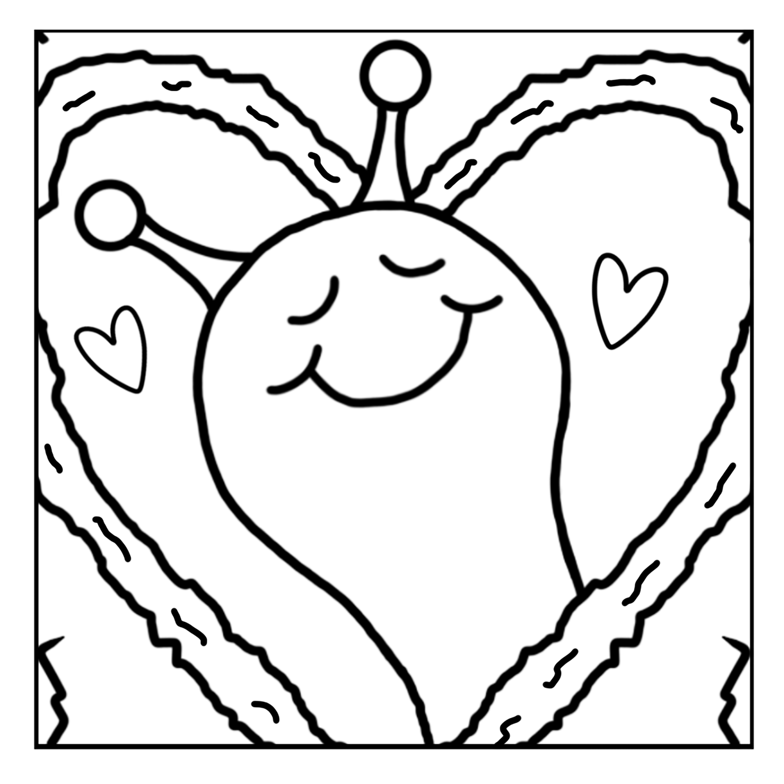 Cute Snail Heart Tree Coloring Page