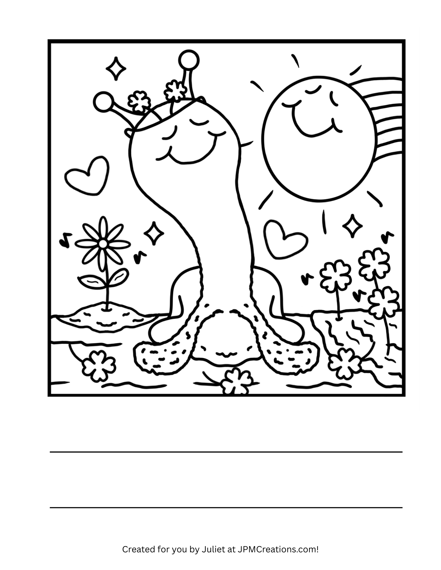 FREE: Cute Snail Sunshine, Shamrocks And Song St. Patrick’s Day Coloring Page (Letter Size)