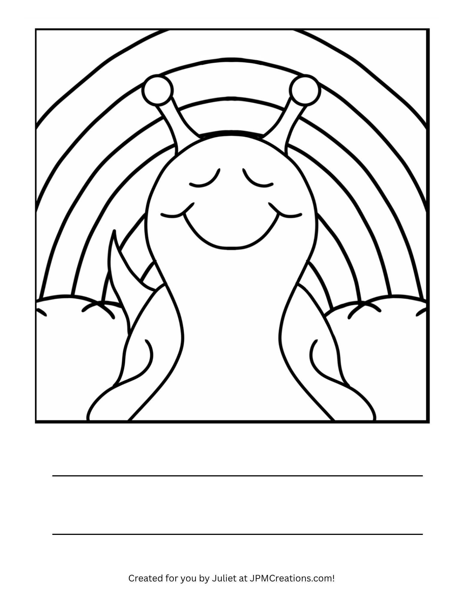 FREE: Cute Snail With Rainbow Coloring Page (Letter Size)