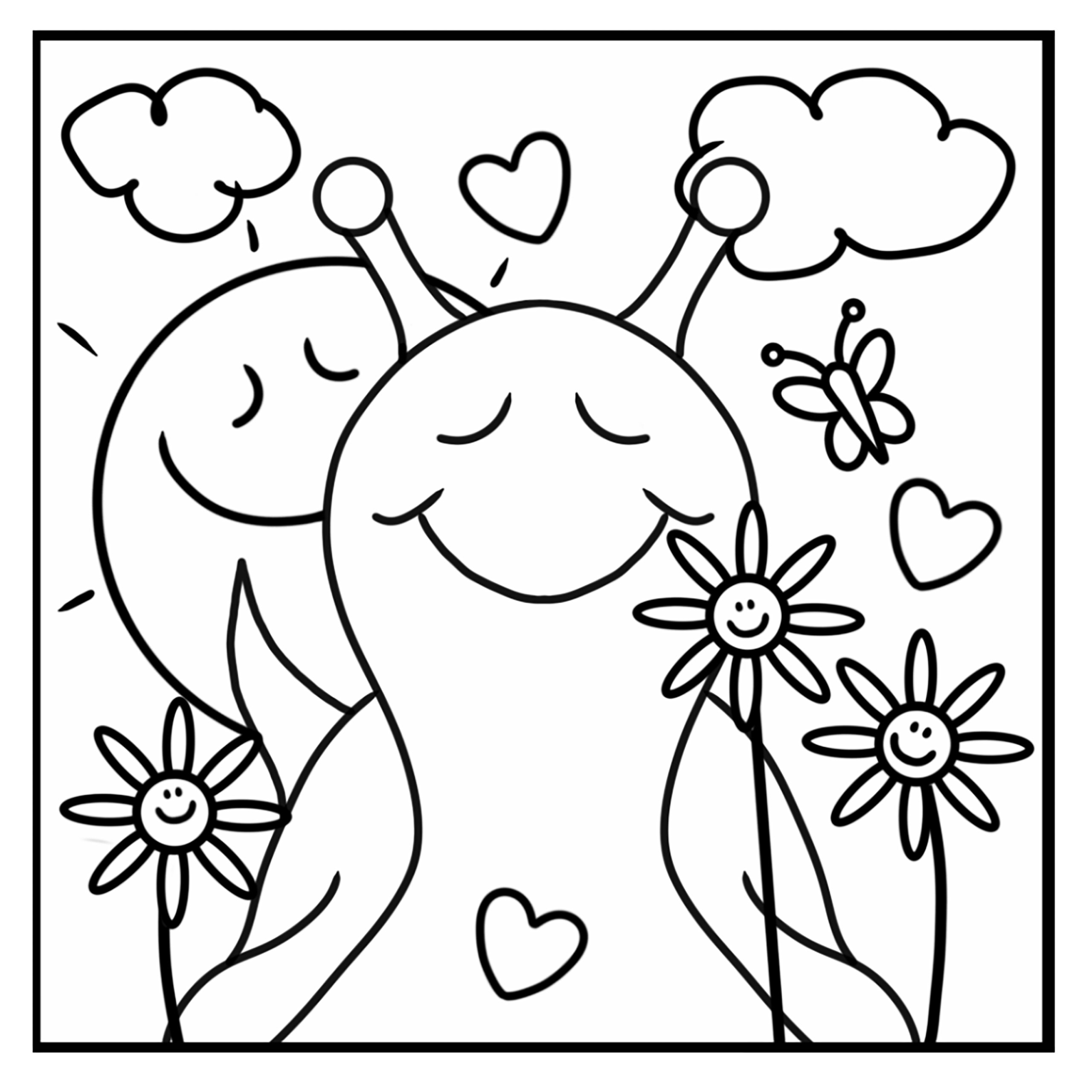 Cute Snail Spring Smiles Coloring Page