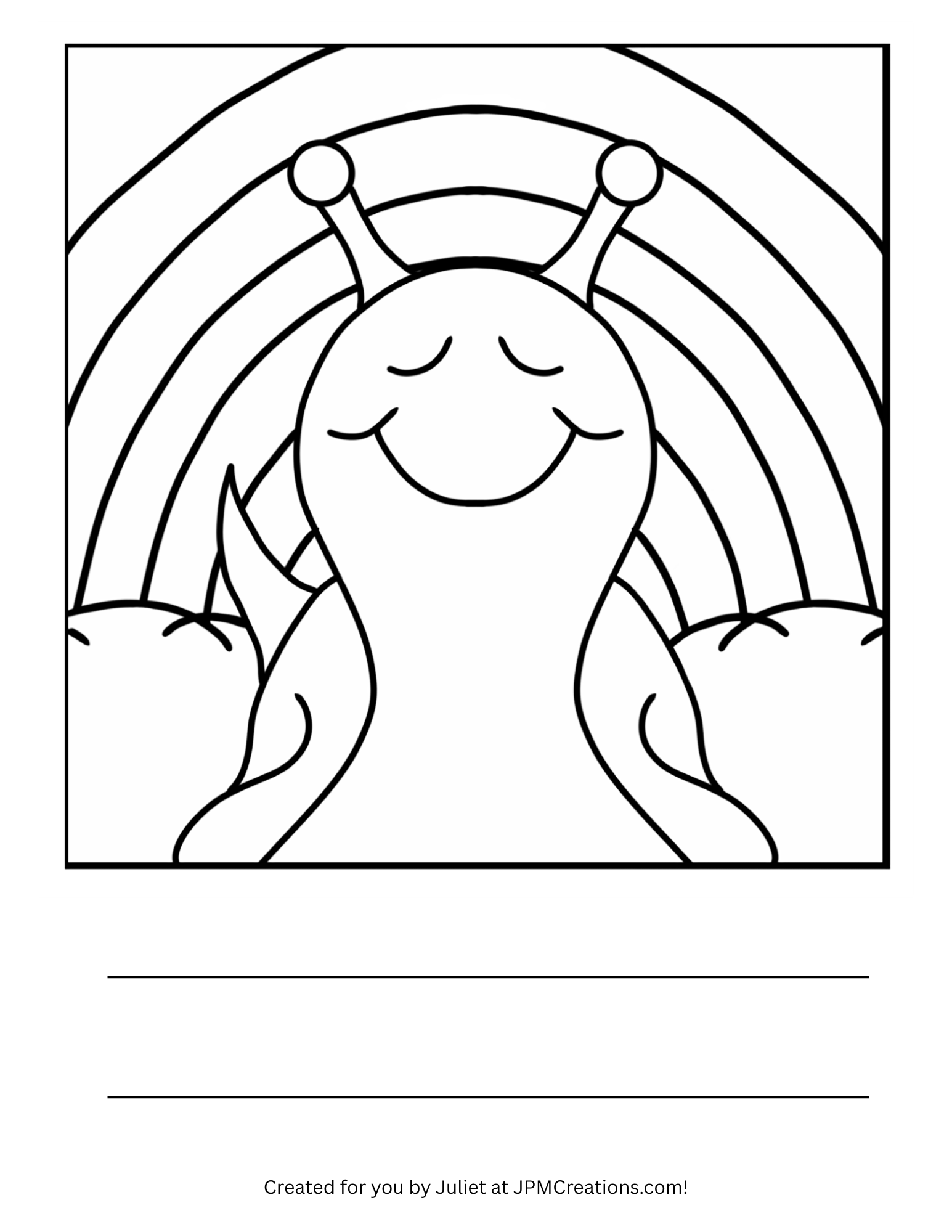Cute Snail And Rainbow Coloring Page