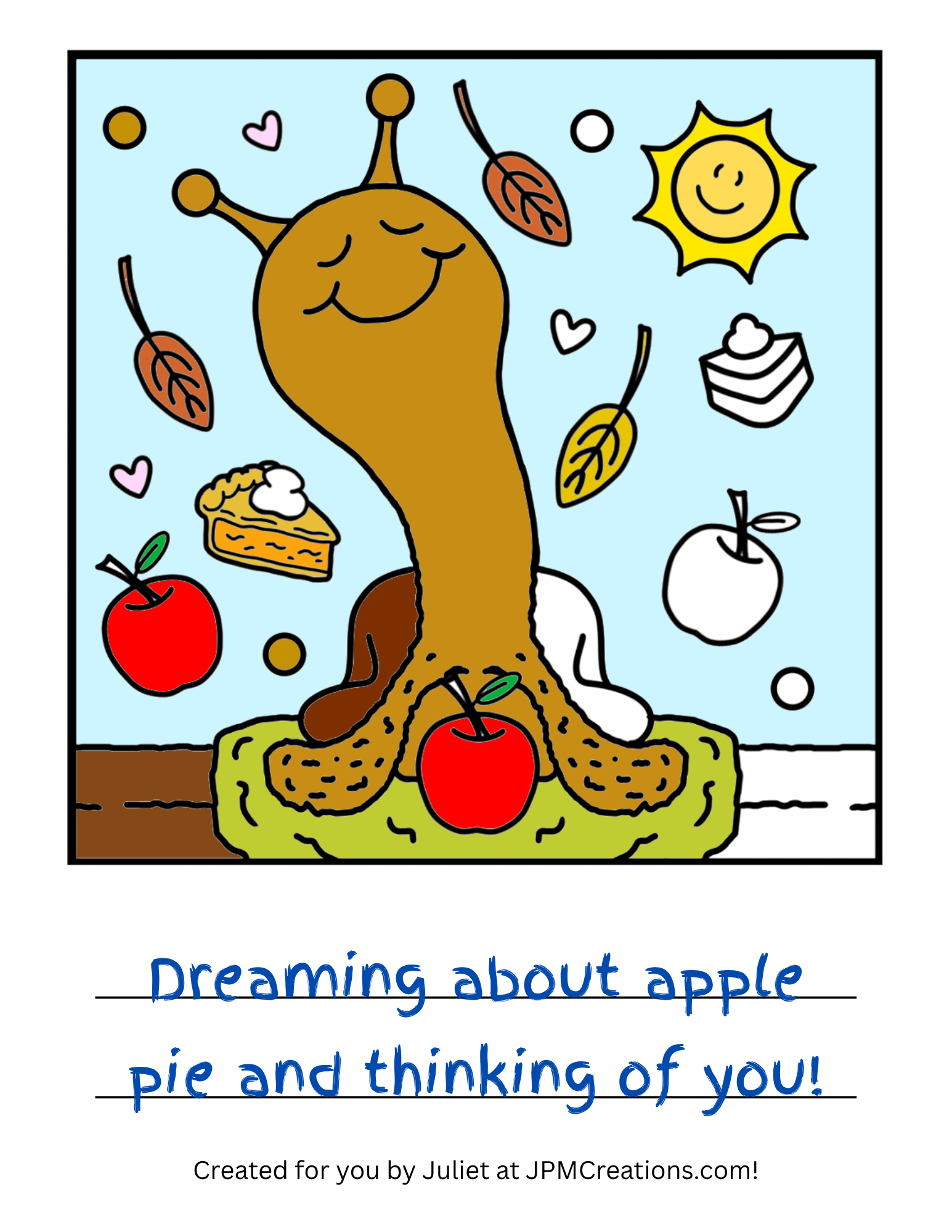 Cute Snail Apple-y Sweet Smiles Coloring Page