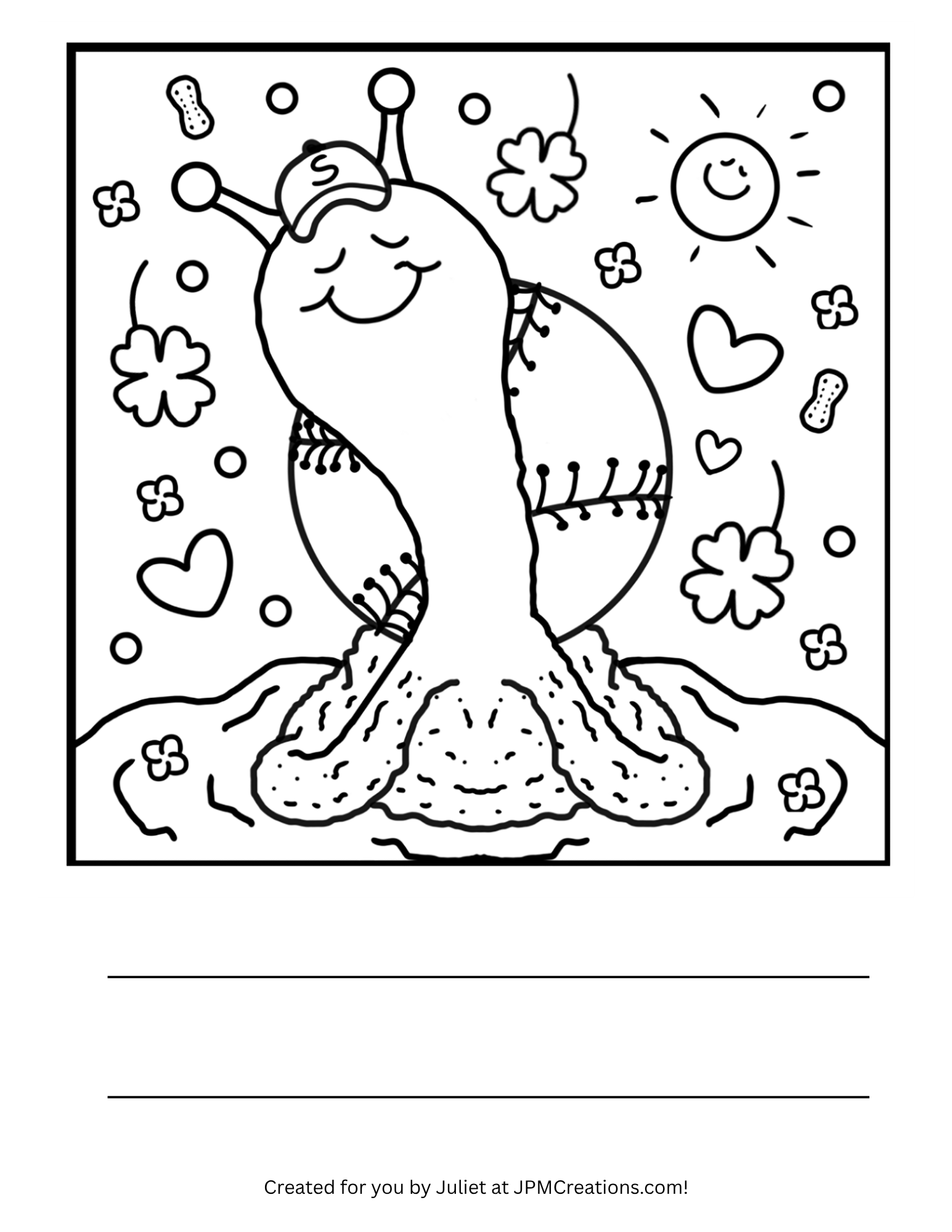Cute Snail Baseball And Shamrocks Coloring Page