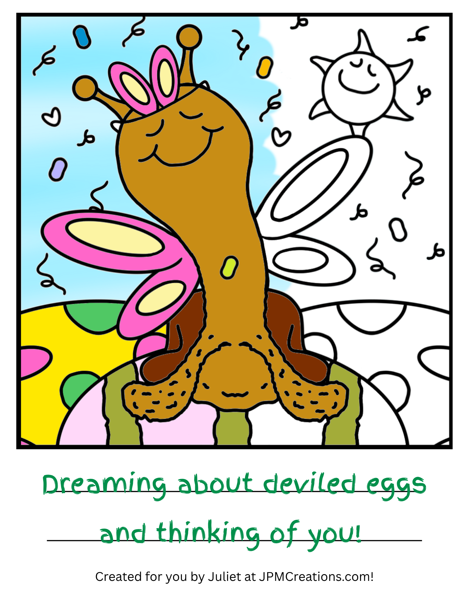 Cute Snail Bunny-Fly Coloring Page