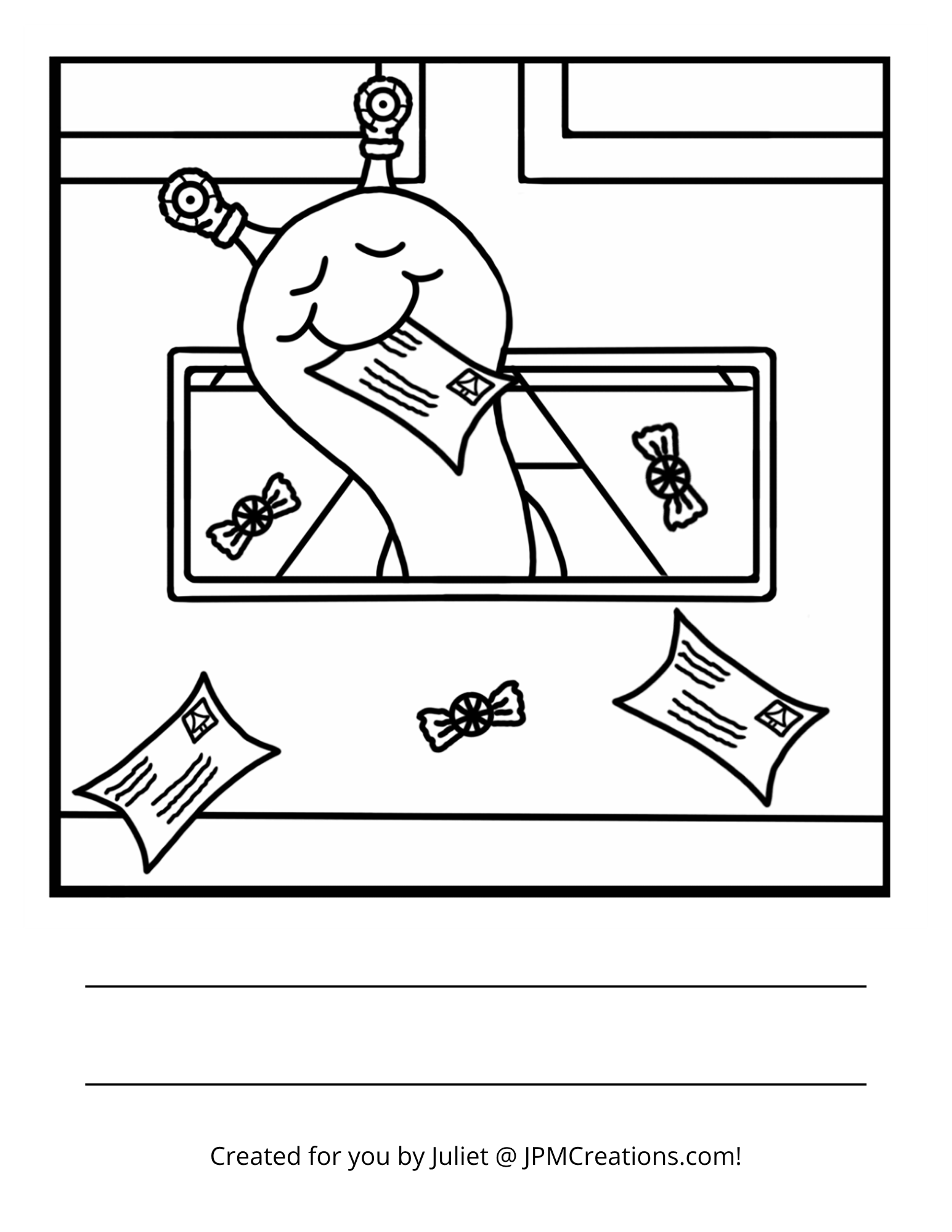 Cute Snail Christmas Mail Coloring Page
