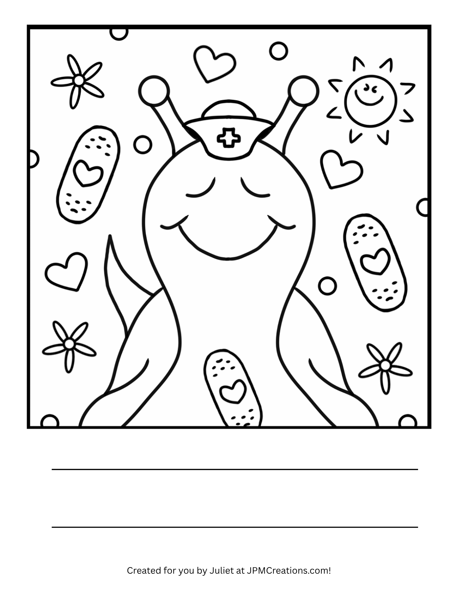 Cute Snail Get Well Soon Coloring Page