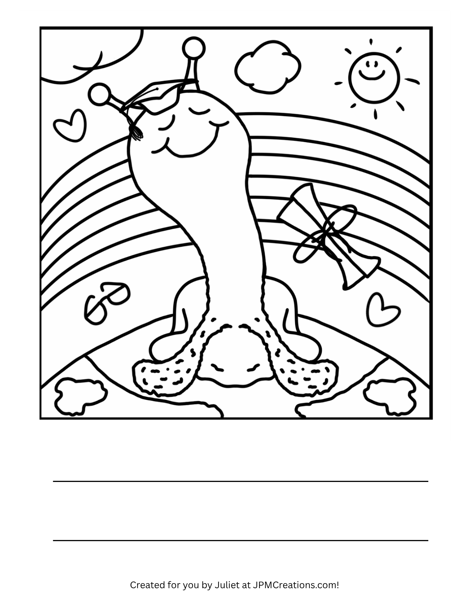 Cute Snail Graduation Day Coloring Page