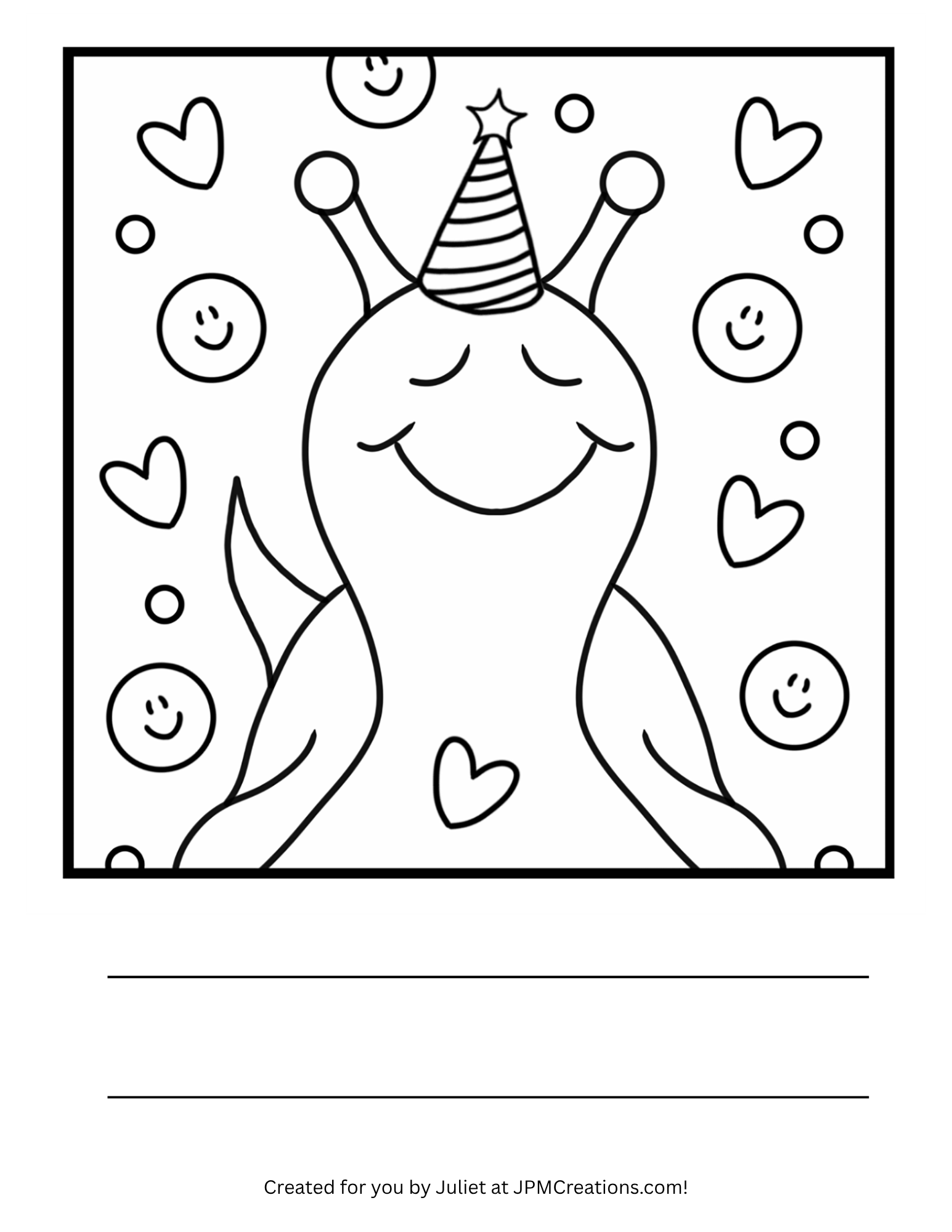 Cute Snail Happy Birthday Coloring Page