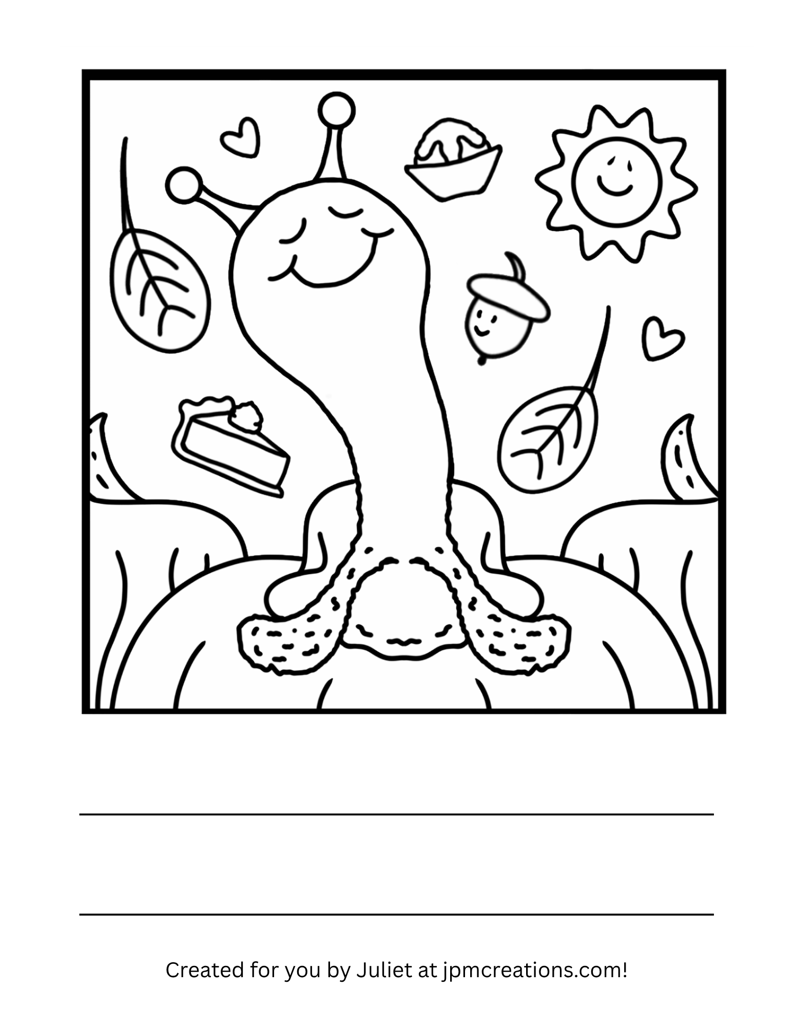 Cute Snail Happy Thanksgiving Coloring Page