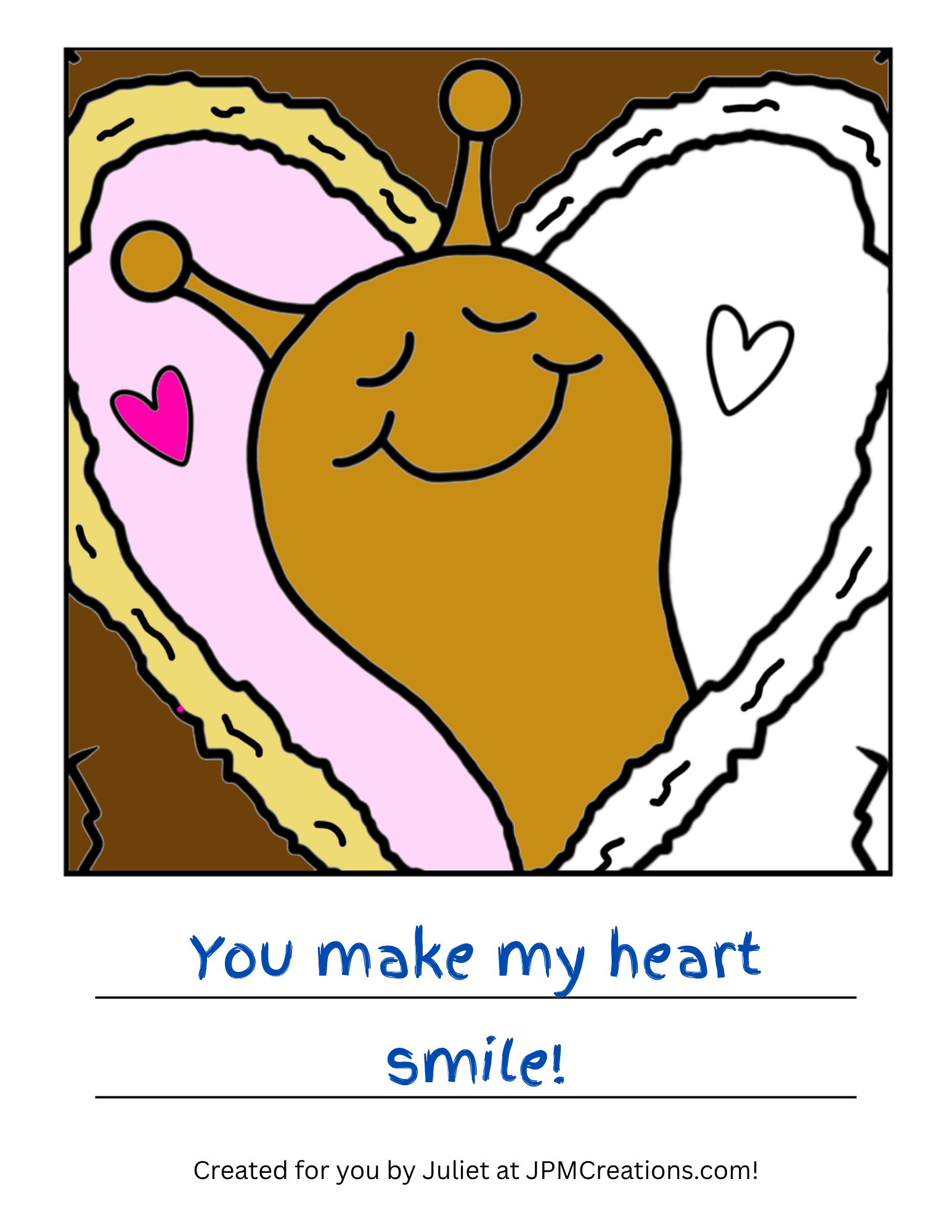 Cute Snail Heart Tree Coloring Page