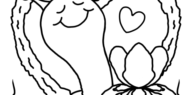 Cute Snail Mothers Day Heart Tree Coloring Page (Square)