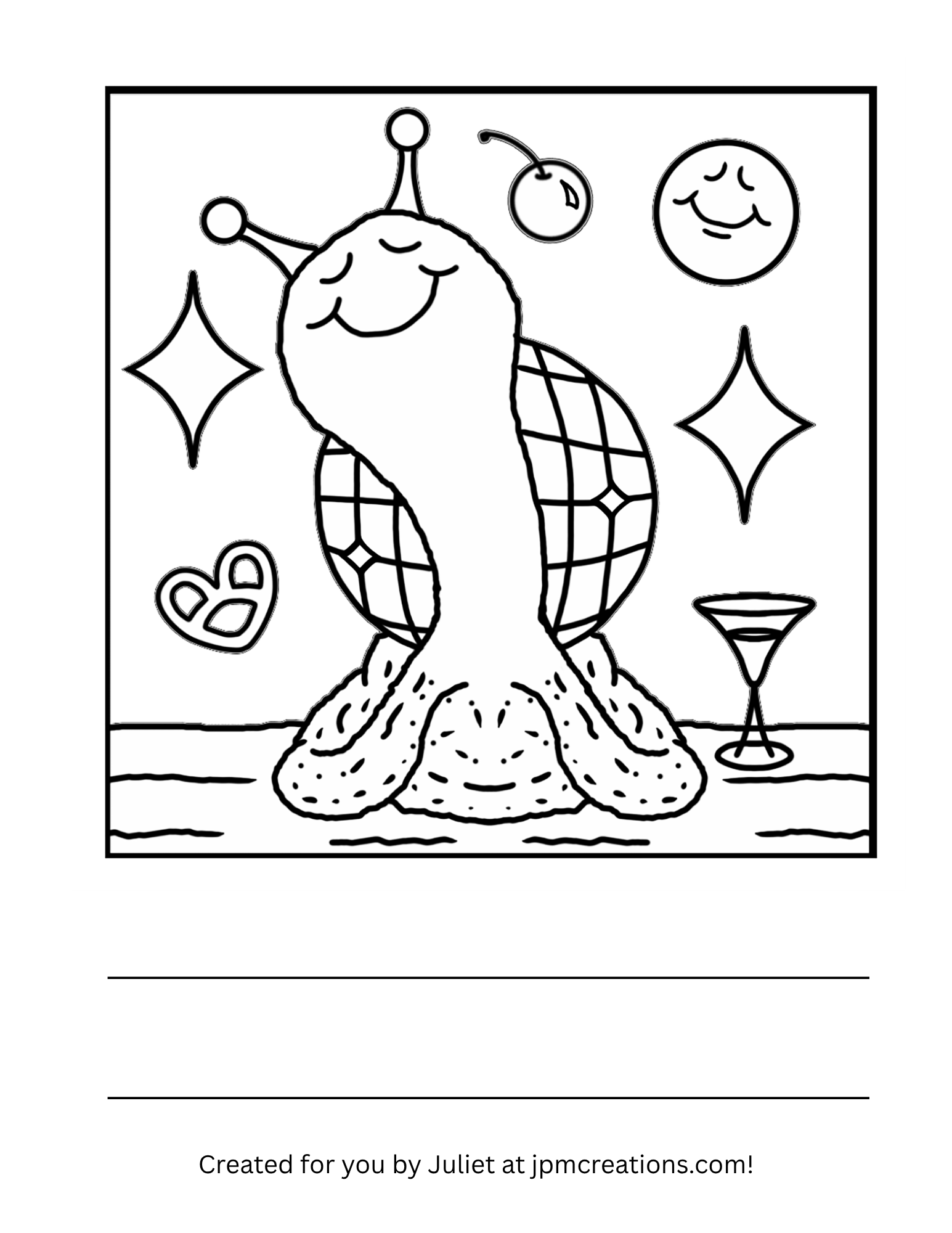 Cute Snail Happy New Year Coloring Page