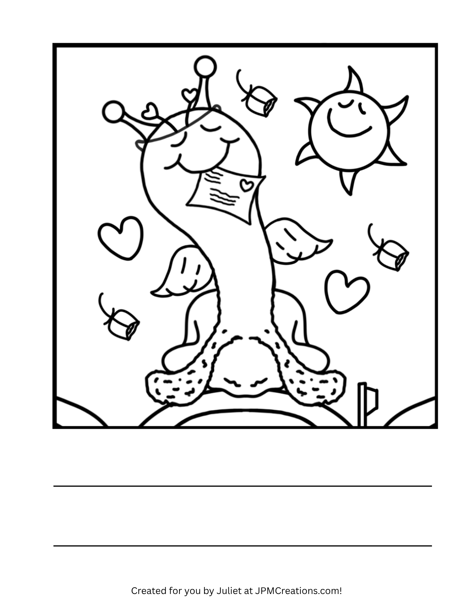 Cute Snail On Mailbox Valentines Day Coloring Page