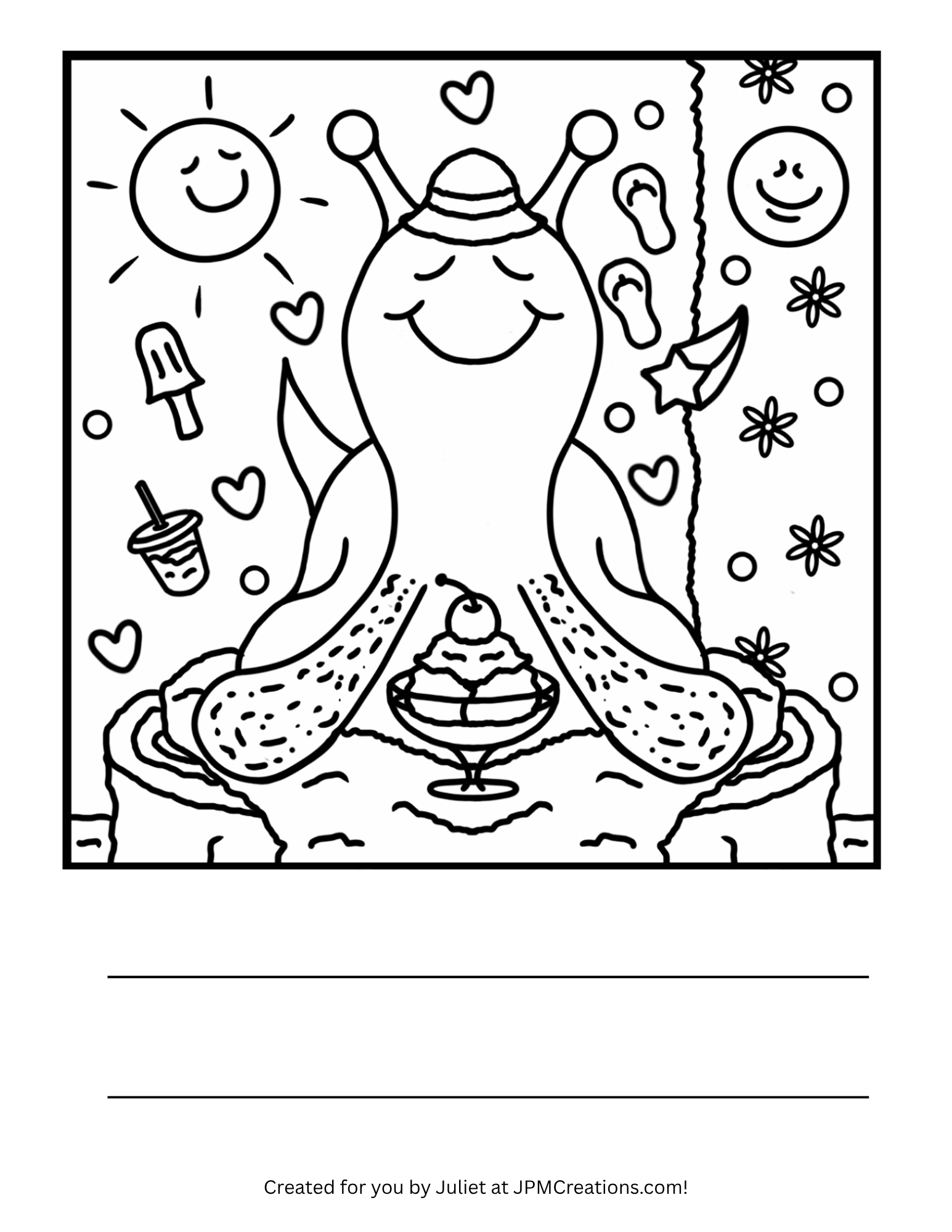 Cute Snail Summer Solstice Coloring Page