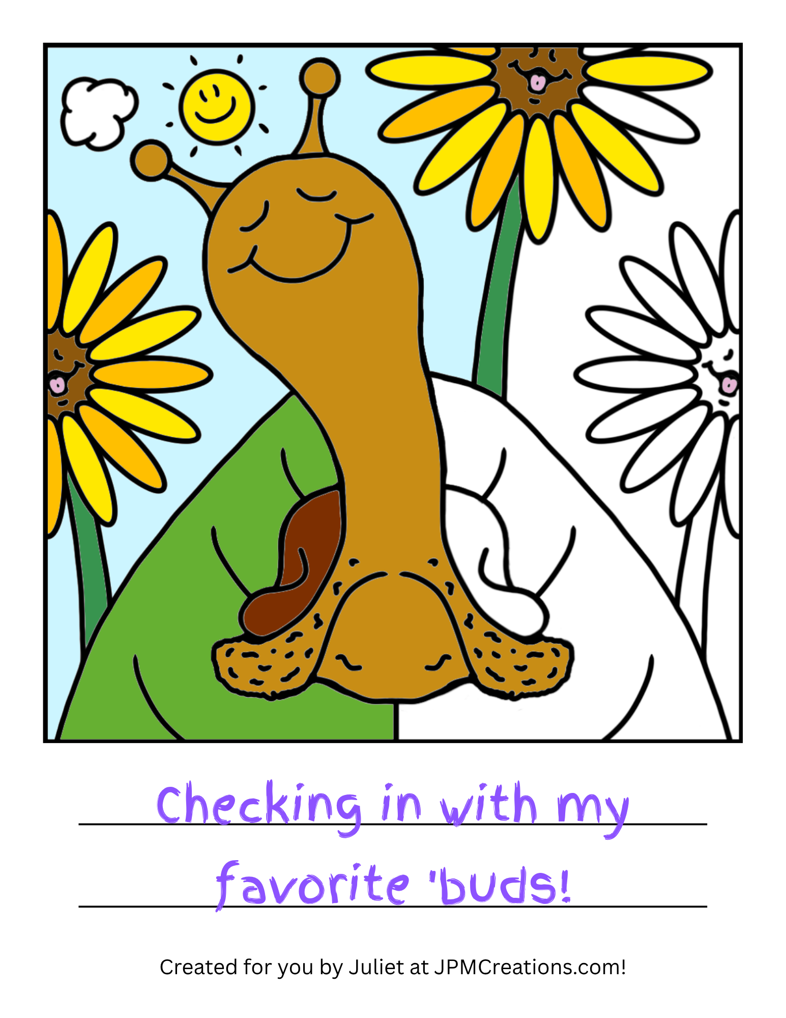 Summer Sunflower Garden Chat Coloring Page