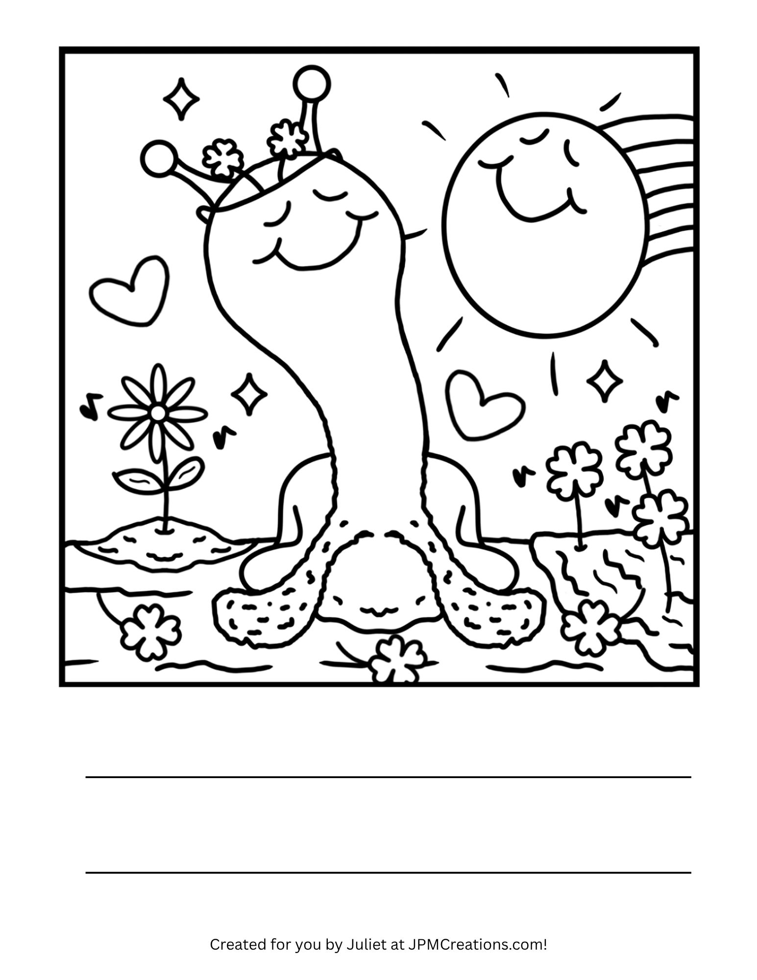 Cute Snail Sunshine, Shamrocks And Song Coloring Page