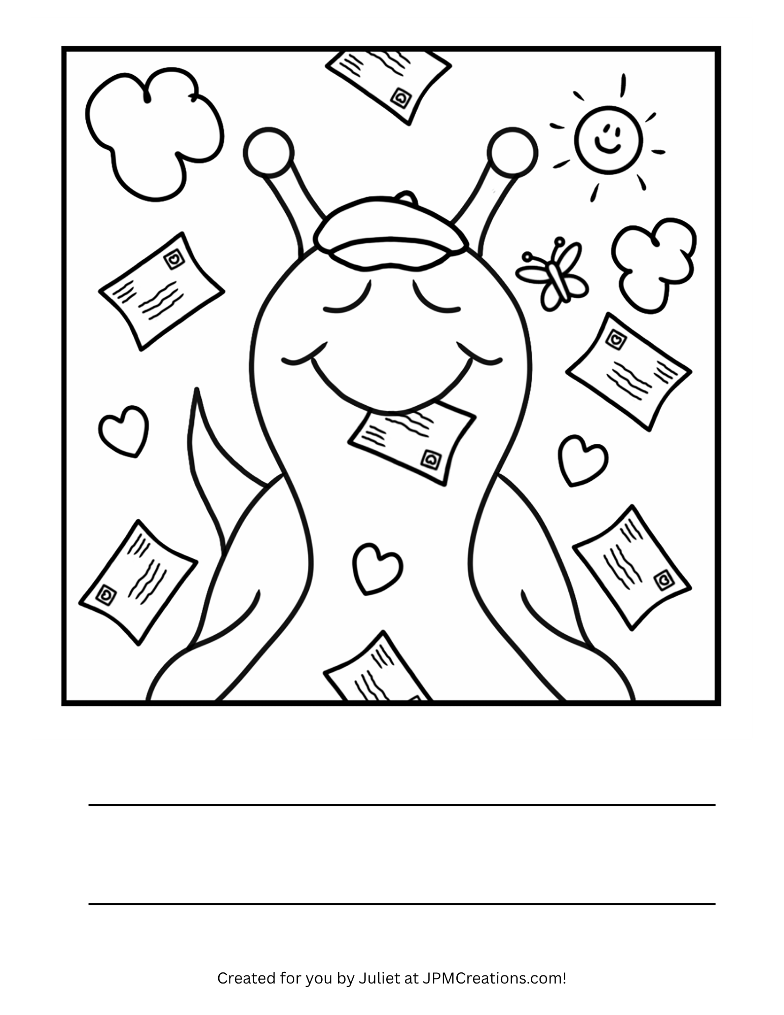 Cute Snail You’ve Got Mail Coloring Page