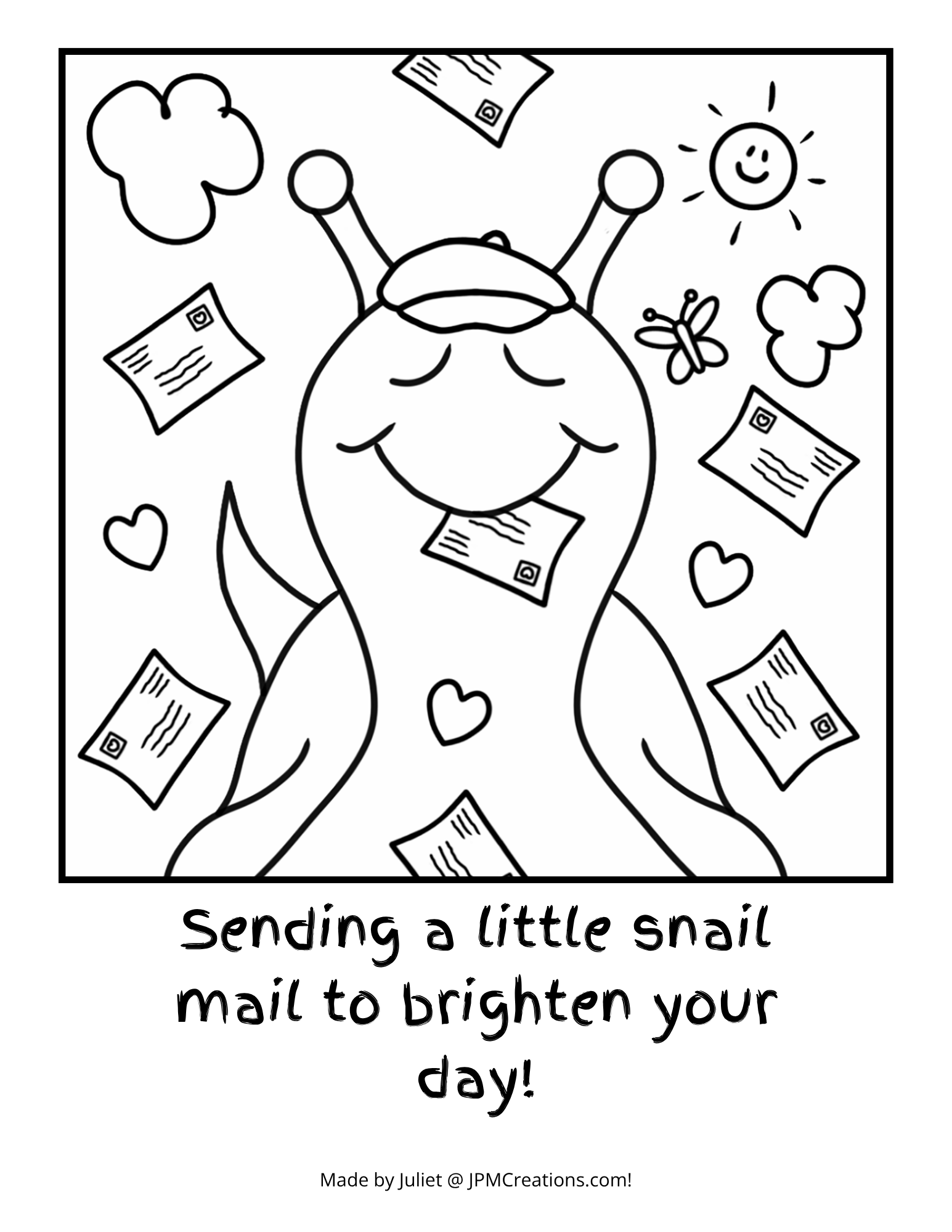 Cute Snail You’ve Got Mail Coloring Page